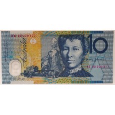 AUSTRALIA 1993 . TEN 10 DOLLARS BANKNOTE . RED PRINT SERIALS